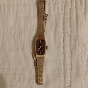 Vintage Gold Watch with Black Dial